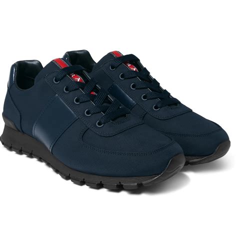 prada trainers midnight blue|Prada leather sneakers.